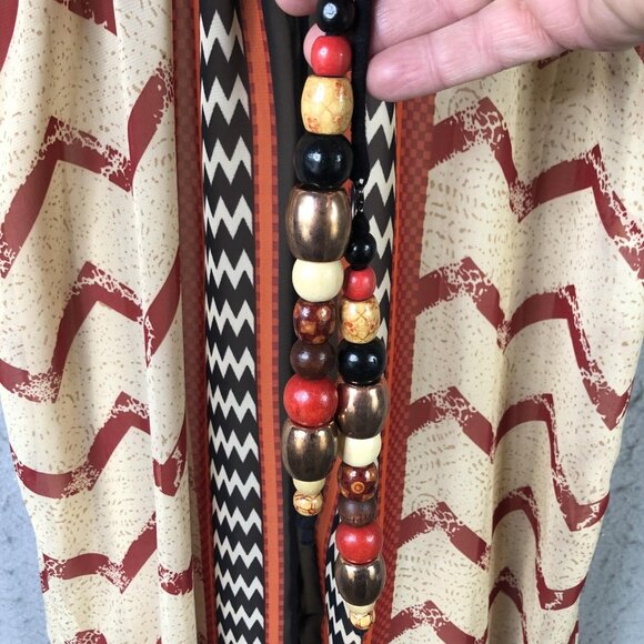 Soft Surroundings Dress Womens XS Multicolor Chevron Kaftan Maxi Boho Beaded - Picture 14 of 16